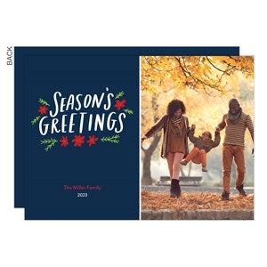 Seasons Greetings Floral Holiday Photo Card - 22202