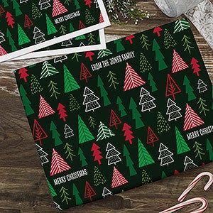 Christmas Trees Personalized Wrapping Paper Sheets - 22221-S