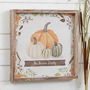 Autumn Pumpkins Light Wash 12x12 Personalized Framed Art - 22245-12x12
