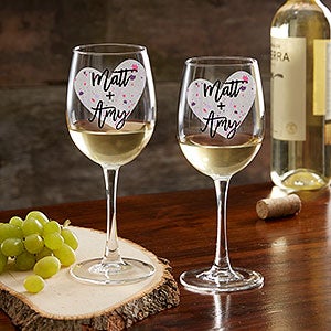 So In Love Valentines Day Couple White Wine Glasses - 22301-W