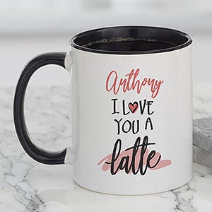 I Love You A Latte Personalized Black Coffee Mug - 22302-B