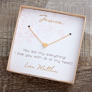 Classic Romance Gold Heart Necklace With Rose Display Card - 22310-GH