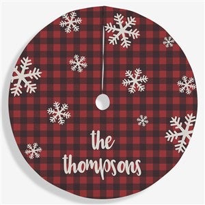 Cozy Cabin Personalized Buffalo Check Christmas Tree Skirt - 22311