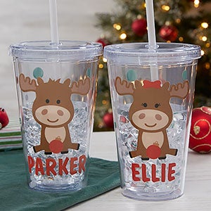 Christmas Moose Personalized Toddler 8oz Straw Sippy Cups