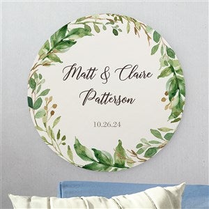 Laurels Of Love Personalized Round Wood Sign - 22392