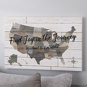 Barnboard Map Personalized Canvas Print - 24 x 36 - 22401-XL