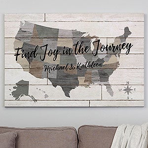 Barnboard Map Personalized Canvas Print - 28 x 42 - 22401-28x42