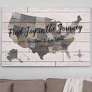 Barnboard Map Personalized Canvas Print - 32 x 48 - 22401-32x48