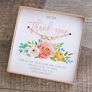 Thank You Gold Infinity Necklace With Floral Display Card - 22425-GI