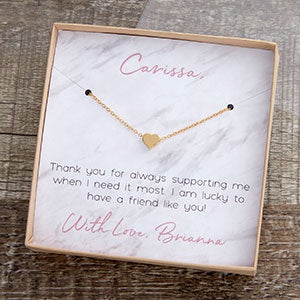 Gold Heart Necklace With Marble Message Display Card - 22426-GH