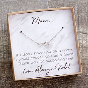 Silver Infinity Necklace With Marble Message Display Card - 22426-SI