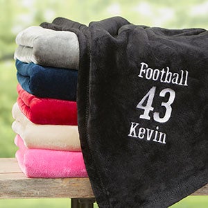Personalized 60x80 Black Sports Fleece Blanket - 22428-L
