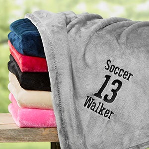 Personalized 50x60 Grey Sports Fleece Blanket - 22428-G