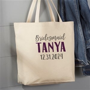 Bridesmaid On The Go Personalized Large Canvas Tote Bag - 22611-L