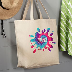 Tie-Dye Fun Personalized Large Canvas Beach Bag - 22618-L