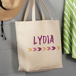 Tribal Inspired Personalized Beach Canvas Tote Bag- 20 x 15 - 22637-L