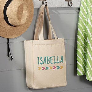 Tribal Inspired Personalized Beach Canvas Tote Bag- 14 x 10 - 22637-S