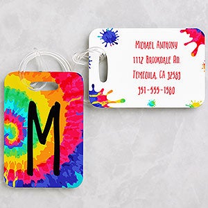 Tie-Dye Fun Personalized Luggage Tag 2 Pc Set - 22641