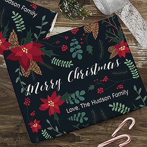 Poinsettia Motif Personalized Wrapping Paper Roll - 6ft Roll - 22668