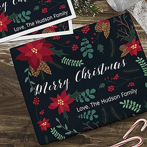 Poinsettia Motif Personalized Wrapping Paper Sheets - Set of 3 - 22668-S
