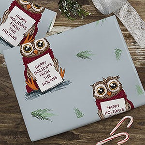 Holiday Owl Personalized Wrapping Paper Roll - 22672