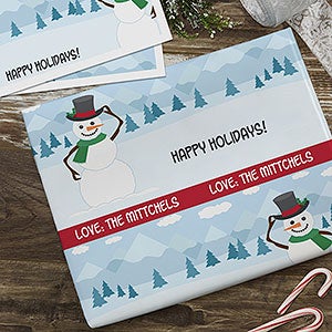 Holiday Snowman Personalized Wrapping Paper Sheets - Set of 3 - 22673-S
