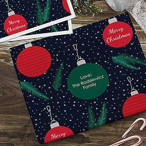 Ornaments & Pine Personalized Wrapping Paper Sheets - 22677-S