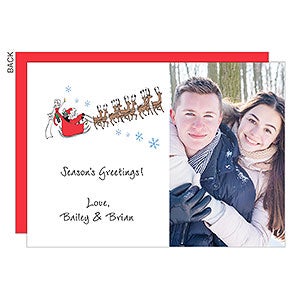 Santa and Reindeer Premium Holiday Card - 22682-P