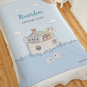 Precious Moments Noahs Ark Personalized Baby Boy 50x60 Sherpa Blanket - 22685-S