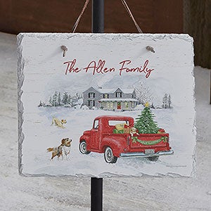 Farmhouse Holiday Personalized Slate Plaque - 22720