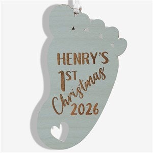 1st Christmas Baby Footprint Blue Wood Ornament - 22740-B