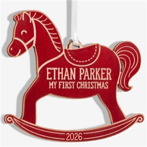 My 1st Christmas Rocking Horse Red Wood Baby Ornament - 22741-R