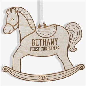 My 1st Christmas Rocking Horse Whitewash Wood Baby Ornament - 22741-W