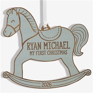 My 1st Christmas Rocking Horse Blue Wood Baby Ornament - 22741-B