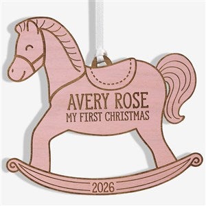 My 1st Christmas Rocking Horse Pink Wood Baby Ornament - 22741-P