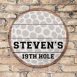 Golf Ball Personalized Round Wood Wall Sign - 22814