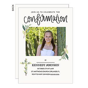 Confirmation Botanical Cross Photo Party Invitation - 22824
