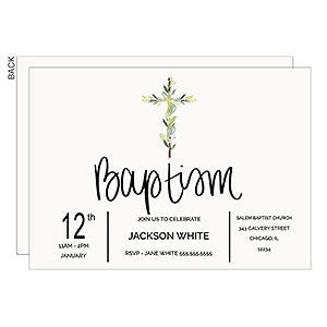 Baptism Botanical Cross Party Invitation - 22837