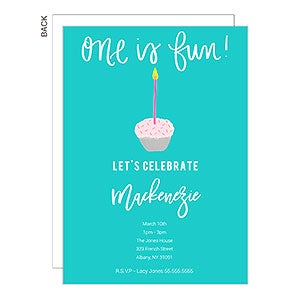 One is Fun Cupcake Party Invitation - 22839