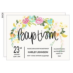 Floral Baptism Party Invitation - 22850