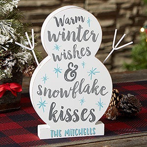 Winter Wishes & Snowflake Kisses Large Wood Snowman - 22853-L
