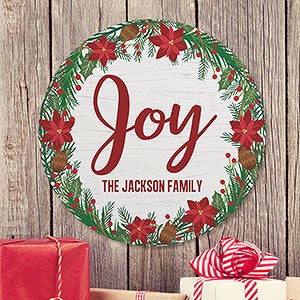 Joy Wreath Round Wood Wall Sign - 22889-J