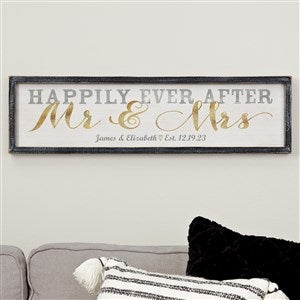 Happily Ever After Mr & Mrs Personalized Blackwashed Wood Wall Art - 22930B-30x8
