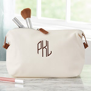 Personalized Signature Leather Cosmetic Bag