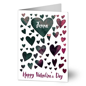Watercolor Hearts Valentines Day Greeting Card - 23010