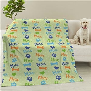 Playful Puppy Personalized Plush Fleece Dog Blanket - 23070-L