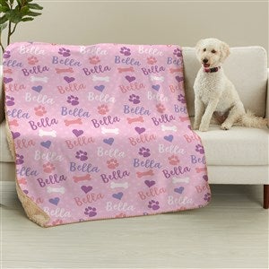 Playful Puppy Personalized 50x60 Premium Sherpa Dog Blanket - 23070-SM