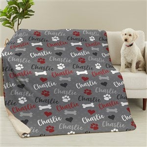 Playful Puppy Personalized 60x80 Premium Sherpa Dog Blanket - 23070-SL