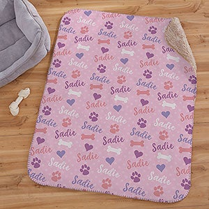 Playful Puppy Personalized Premium Sherpa Dog Blanket - 23070-S