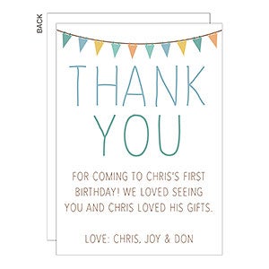 First Birthday Banner Thank You Cards - 23075